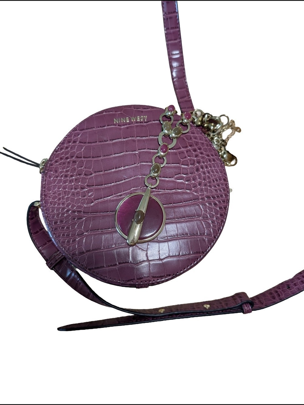 Set Of Nine West Plum Croc Crossbody & Chicos Necklace - Picture 2 of 14